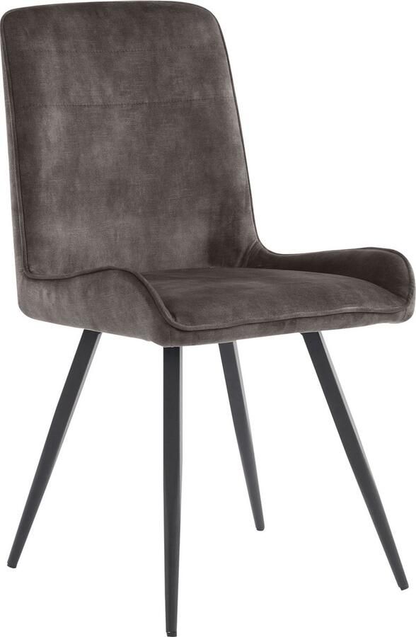 Merax Eetkamerstoelen met Rugleuning (set van 2) Keukenstoel Stoel voor Eetkamer en Woonkamer Eetkamerstoel van Technische Stof Ergonomische Stoel Metalen Stoelpoten Donkergrijs - Foto 2