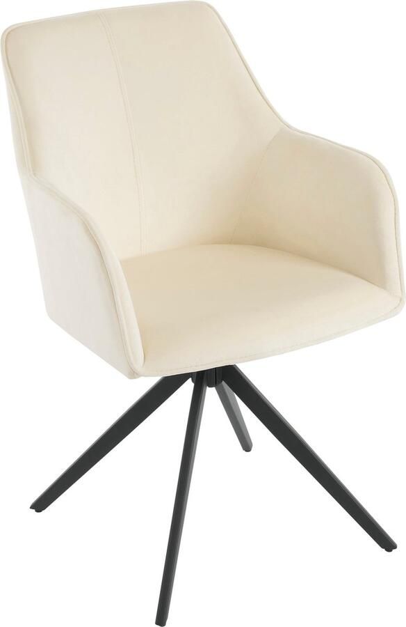 Merax Set van 2 Draaiende Velvet Stoelen met Armleuningen – Beige 360° Draaibaar en Verstelbare Voetdoppen Ideaal voor Eetkamer Woonkamer en Keuken