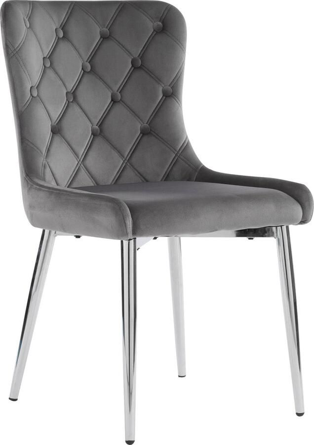 Merax Esszimmerstoelen Set van 2 – Ergonomische Keukenstoelen met Samtbekleding en RVS Poten in Donkergrijs