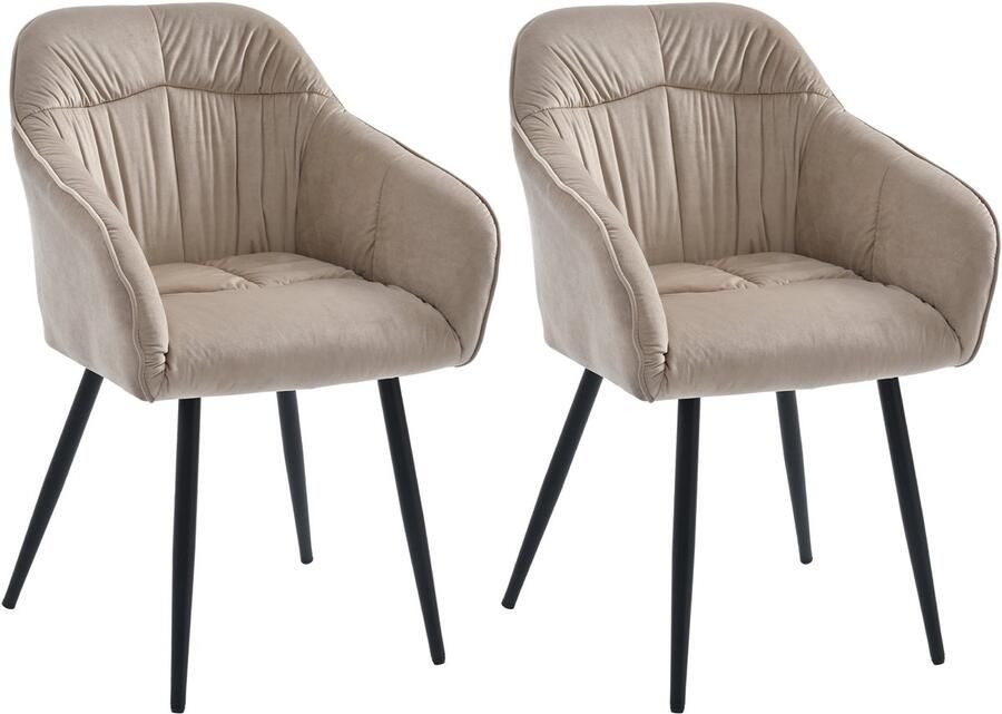 Merax Eetkamerstoelen Set van 2 Gestoffeerde Stoelen met Stalen Poten en Verstelbare Voorpoten Luxe Fluwelen Bekleding met Armleuningen Bruin