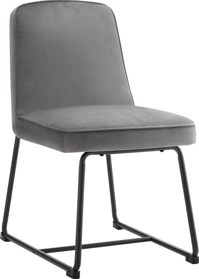 Merax Set van 2 Eetkamerstoelen – Luxe Fluwelen Stoelen met Zwart Metalen Onderstel – Comfortabel & Stijlvol – Voor Eetkamer & Woonkamer – Grijs