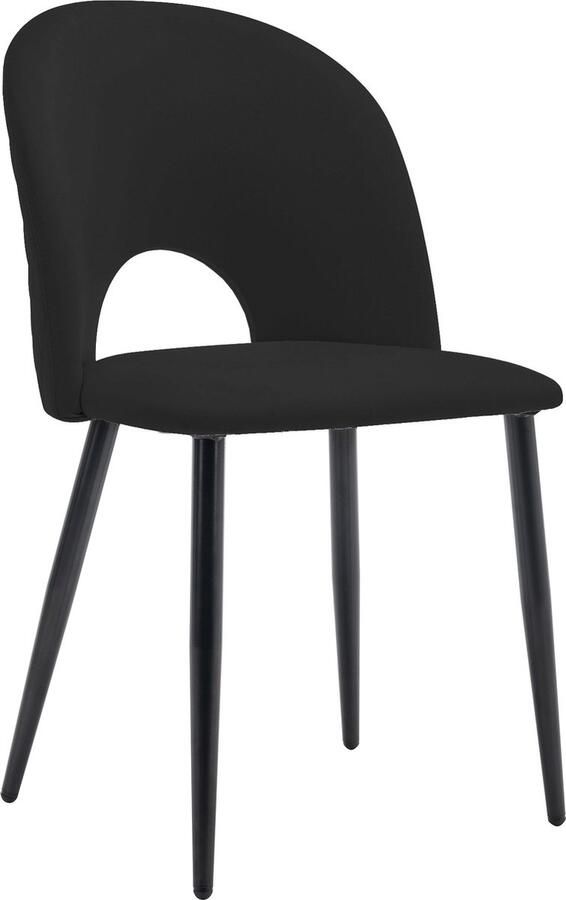 Merax Eetkamerstoelen Set van 2 – Zwarte Fluwelen Stoelen met Rugleuning – Ruitpatroon Achterzijde – Metalen Frame – Verstelbare Poten – Luxe Design Stoelen