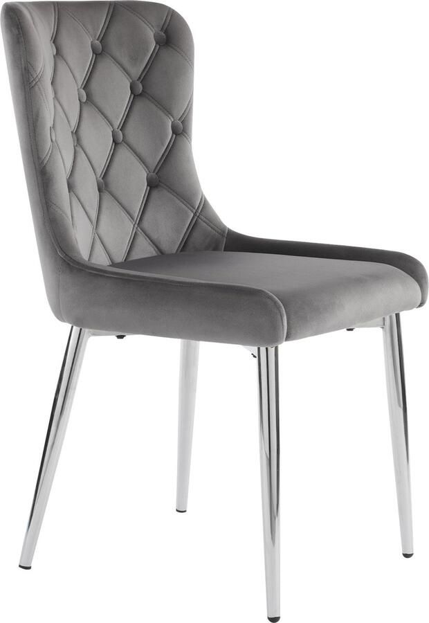 Merax Esszimmerstoelen met Rugleuning (Set van 4) Ergonomische Keukenstoelen met Samt RVS Stalen Poten Donkergrijs