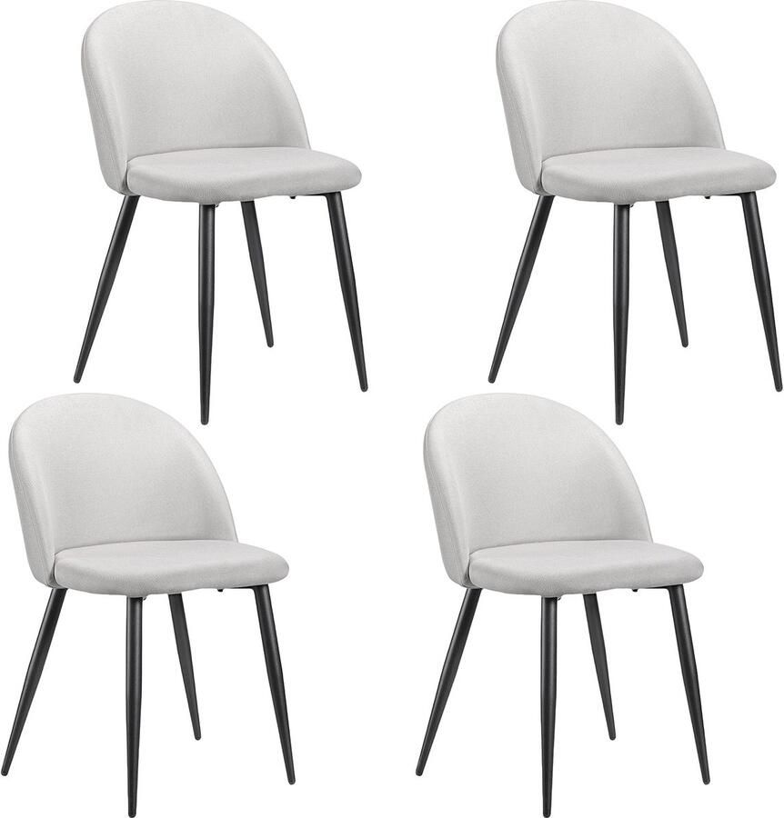 Merax Eetkamerstoelen Set van 4 – Linnen Bekleding – Ergonomisch & Comfortabel – Metalen Poten – Ademend – Beige – Moderne Stoelen voor Eetkamer & Kantoor