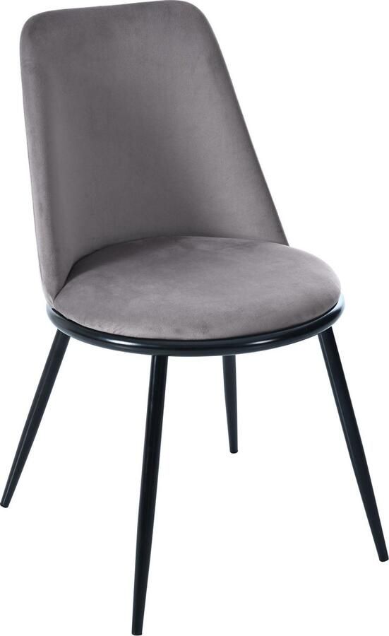Merax Esszimmerstuhl (2 Stuks) Ronde Sitzlehne en Zachte Samt Bekleding Moderne Keukenstoel met Zwarte Metalen Poten Max. Draagvermogen 150kg Grijs - Foto 2