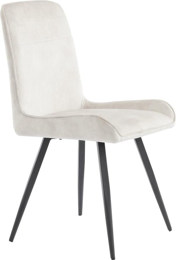 Merax Eetkamerstoelen Set van 6 – Beige Stoelen met Ergonomische Rugleuning – Ademend Textiel – Metalen Poten – Comfortabele Designstoelen