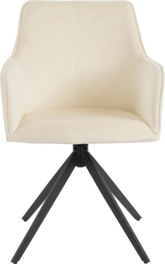 Merax Set van 6 Draaibare Samt Armstoelen – Luxe Eetkamerstoelen met 360° Rotatie Verstelbare Voetdoppen en Ergonomisch Design – Beige