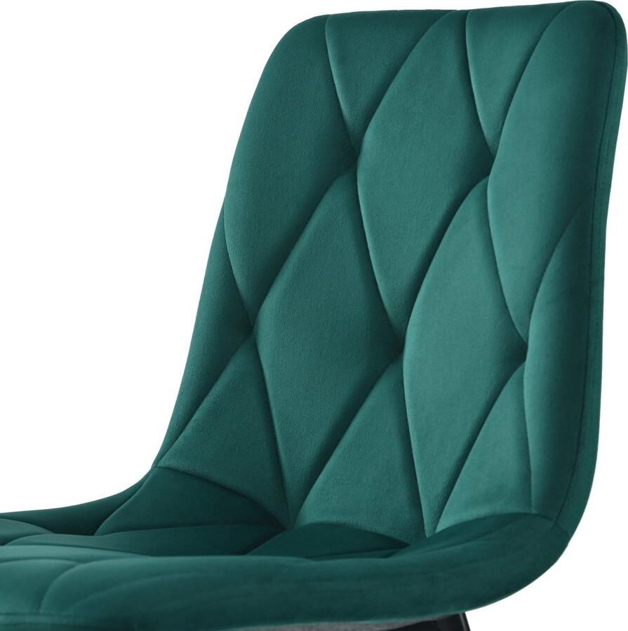 Merax Eetkamerset 5-Delig 117x68 cm Eettafel met 4 Eetkamerstoelen Rechthoekige Tafel Moderne Eethoek Keukenstoelen van Groen Fluweel Zwarte Tafelpoten