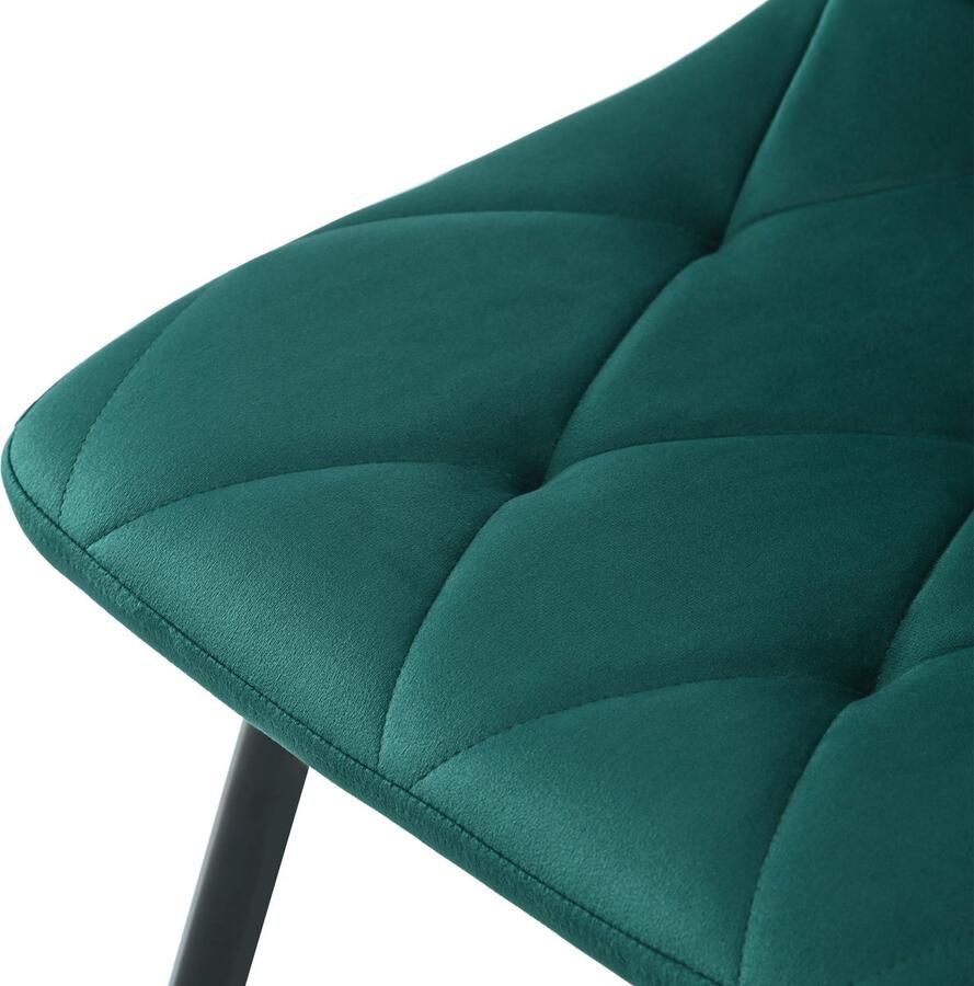 Merax Eetkamerset 5-Delig 117x68 cm Eettafel met 4 Eetkamerstoelen Rechthoekige Tafel Moderne Eethoek Keukenstoelen van Groen Fluweel Zwarte Tafelpoten - Foto 2