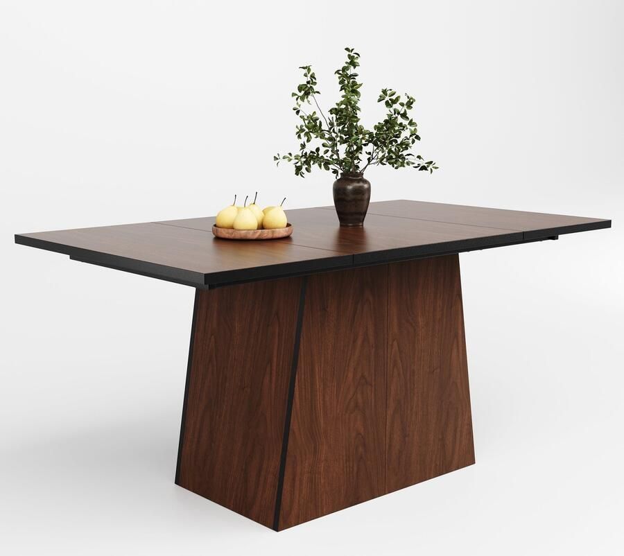 Merax Eettafel 138 5x80 cm – MDF Tafel met Houtlook – Voor 4-6 Personen – Stevige Bistrotafel met Uniek Onderstel – Donkerbruin