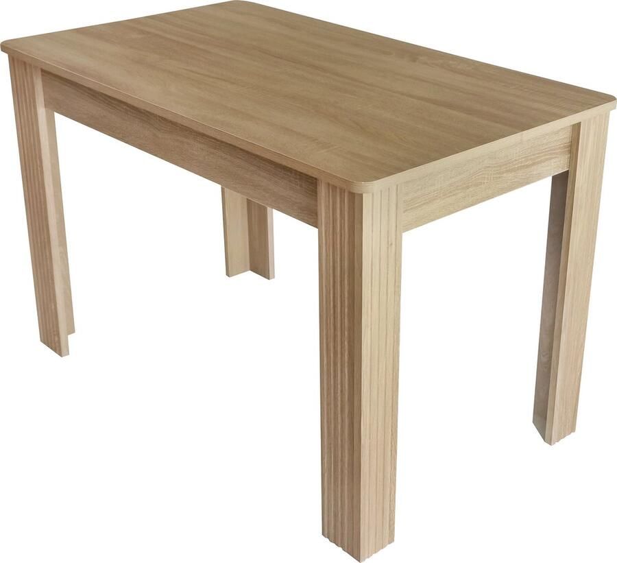 Merax Eetkamerset met Eettafel en 4 Donut-Stoelen Moderne Minimalistische Eettafel met Sherpa Gestoffeerde Eetkamerstoelen Grijs met Eikenhout Bruin