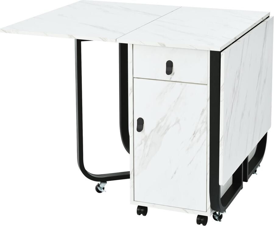 Merax Essgruppe (Set 150×80×76cm Esstisch mit 4 Stühlen) Klappbarer Küchentisch Set Leinen Esszimmerstuhl Polsterstuhl Design Stuhl mit Rückenlehne MDF Tischplatte in Weißer Schwarz Tischbeine - Foto 3