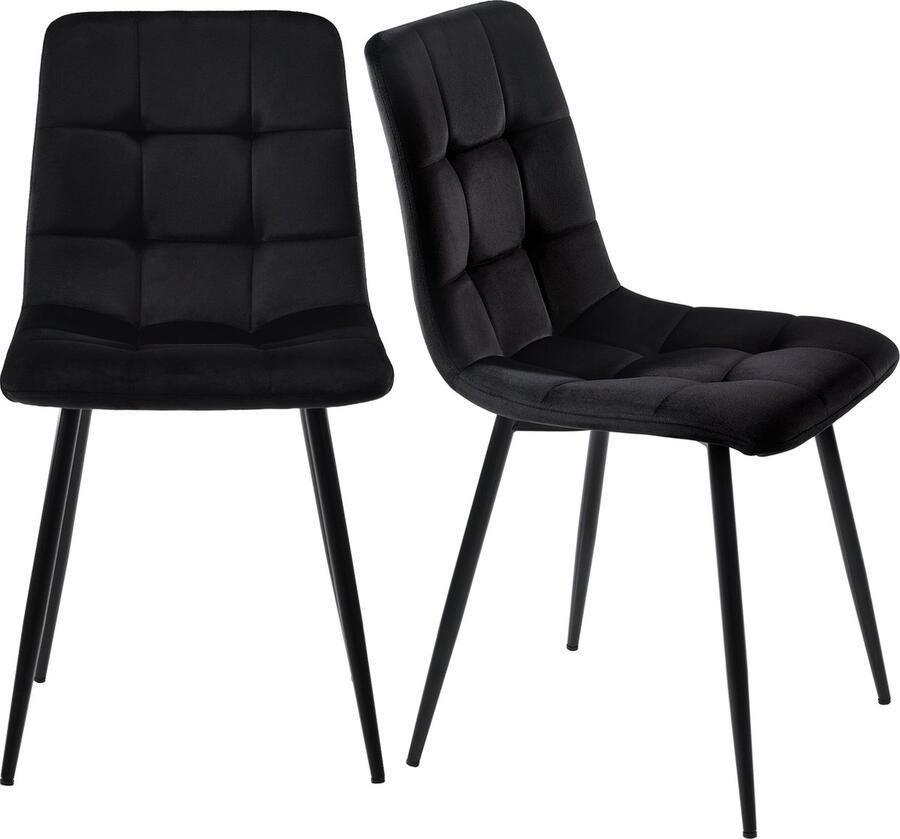 Merax Eetkamerset met 4 Fluwelen Stoelen Moderne Rechthoekige Keukentafel met 4 Eetkamerstoelen Marmerlook Eettafel Wit met Zwart