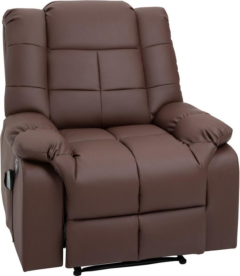 Merax Elektrische Relaxfauteuil Kunstleer Bruin – 165° Verstelbaar – Luxe Comfort Fauteuil met 8 Massagepunten en Afstandsbediening