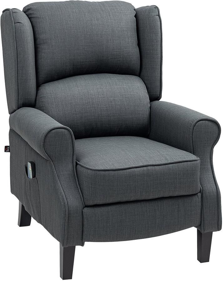 Merax Elektrische Relaxfauteuil met Massage en Verwarming – Luxe Massagestoel met Ligfunctie en Voetsteun – Donkergrijs