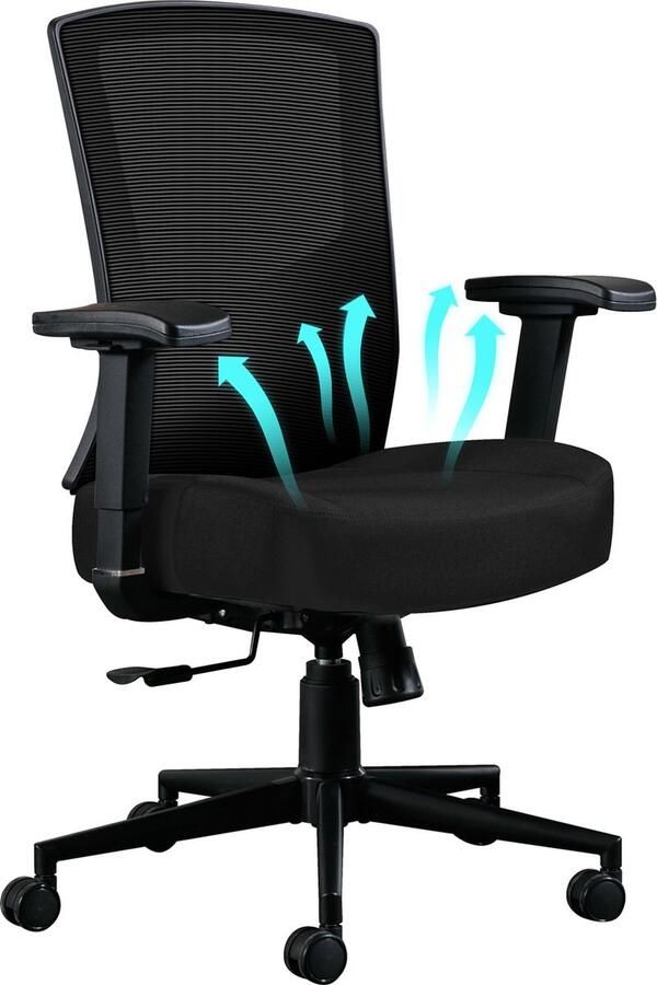 Merax Ergonomische Bureaustoel – Hoge Rugleuning – Verstelbare Lendensteun – Belastbaar tot 200 kg – Comfortabele Mesh- en Memory Foam Stoel – Ideaal voor Thuis en Kantoor