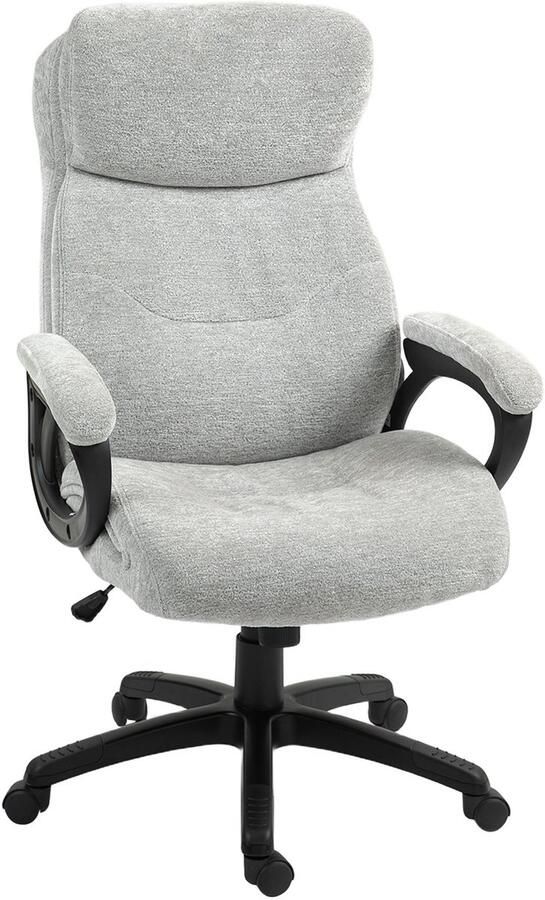 Merax Ergonomische Bureaustoel Lichtgrijs Verstelbaar met Wipfunctie en Armleuningen Draaistoel Kantoorstoel tot 120 kg