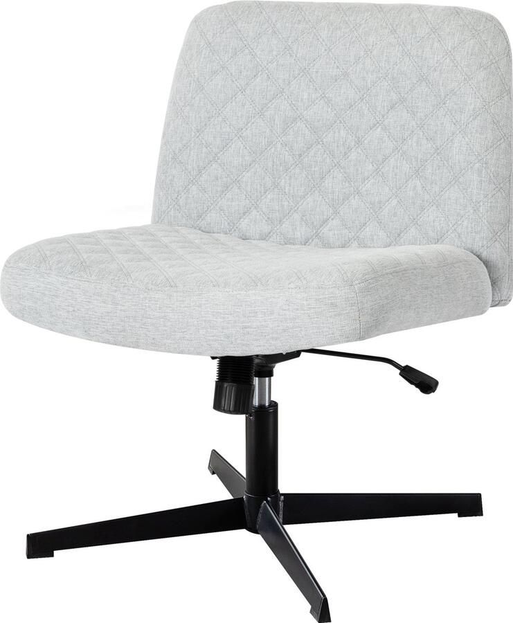 Merax Ergonomische Bureaustoel Zonder Armleuningen en Brede Zitting Metalen Onderstel 120° Kantelbaar In Hoogte Verstelbaar Lichtgrijs