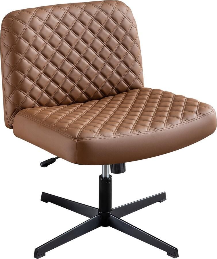 Merax Bürostuhl Ohne Armlehnen Home Office Stuhl Keine Räder Heavy Duty Metallbasis 120°Schaukelnder breiter Sitz Ergonomischer Stuhl Dicken gepolsterte Dreh Eitelkeit Stuhl für Heim und Büro - Foto 2