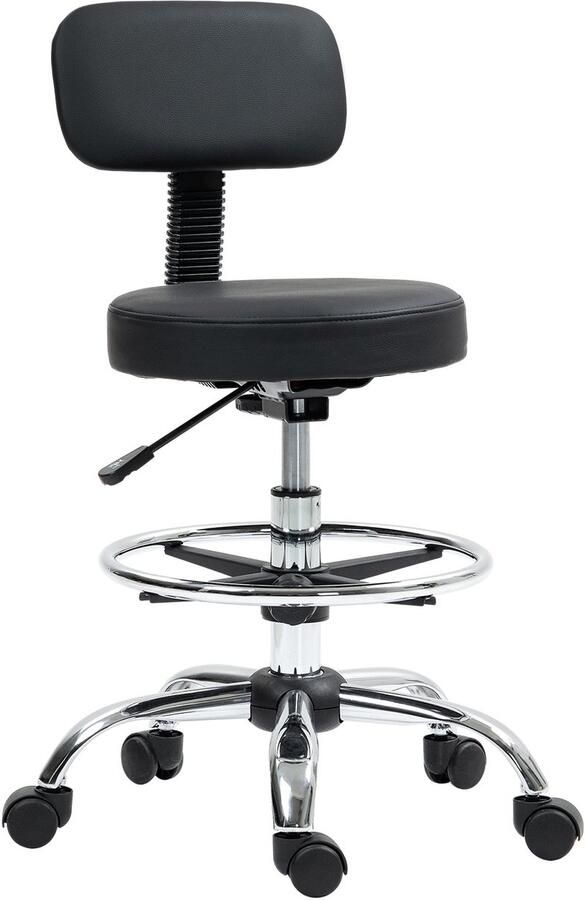 Merax Ergonomische Bureaustoel Zwart Kunstleer Verstelbaar Met Voetensteun Zonder Armleuningen Draaistoel Voor Kantoor Of Werkplek