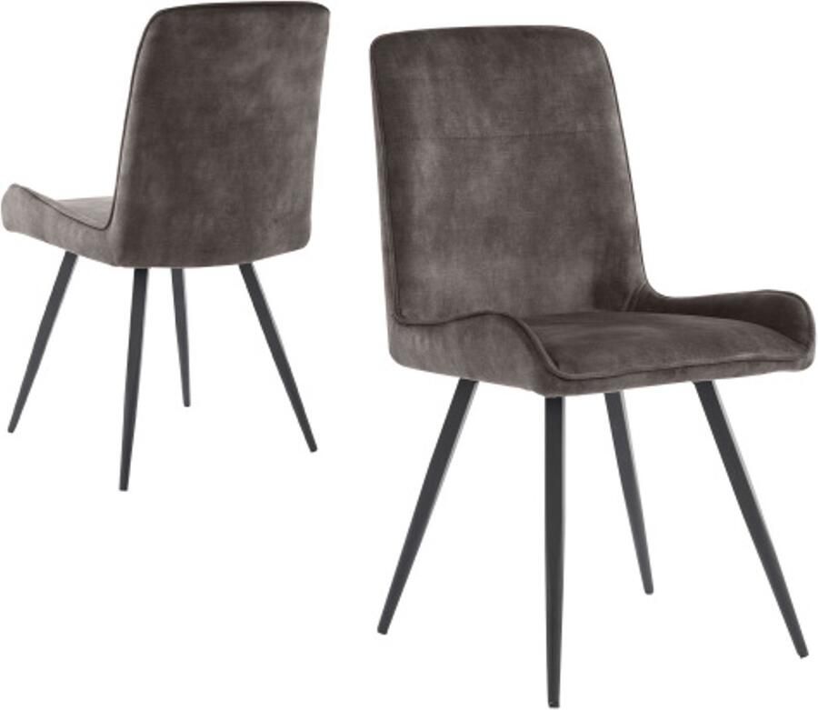 Merax Eetkamerstoelen met Rugleuning (set van 2) Keukenstoel Stoel voor Eetkamer en Woonkamer Eetkamerstoel van Technische Stof Ergonomische Stoel Metalen Stoelpoten Donkergrijs