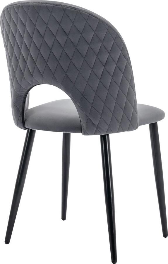 Merax [ niet compleet] Essgruppe (Set 140×80cm Esstisch mit 4 Stühlen) Moderner Küchentisch Set Samt Esszimmerstuhl Mit Diamantmuster Verstellbare Stuhlbeine Grau Samt MDF Tischplatte in Weißer Golden Tischbeine - Foto 2