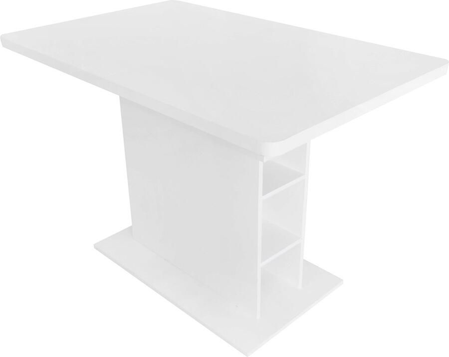 Merax Eetkamerset Eettafel met 6 Eetkamerstoelen Uitbreidbare Tafel met Opbergruimte Sherpa-Stof Stoelen Wit met Grijs en Zwart