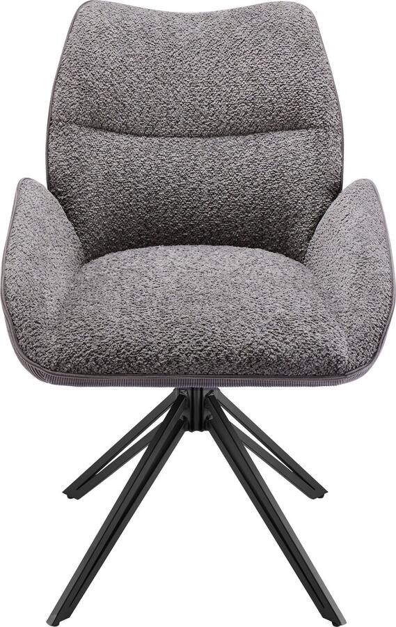 Merax Eetkamerstoelen Set van 6 – 360° Draaibaar in Grijs Sherpa Stof Gestoffeerde Stoelen - Foto 2