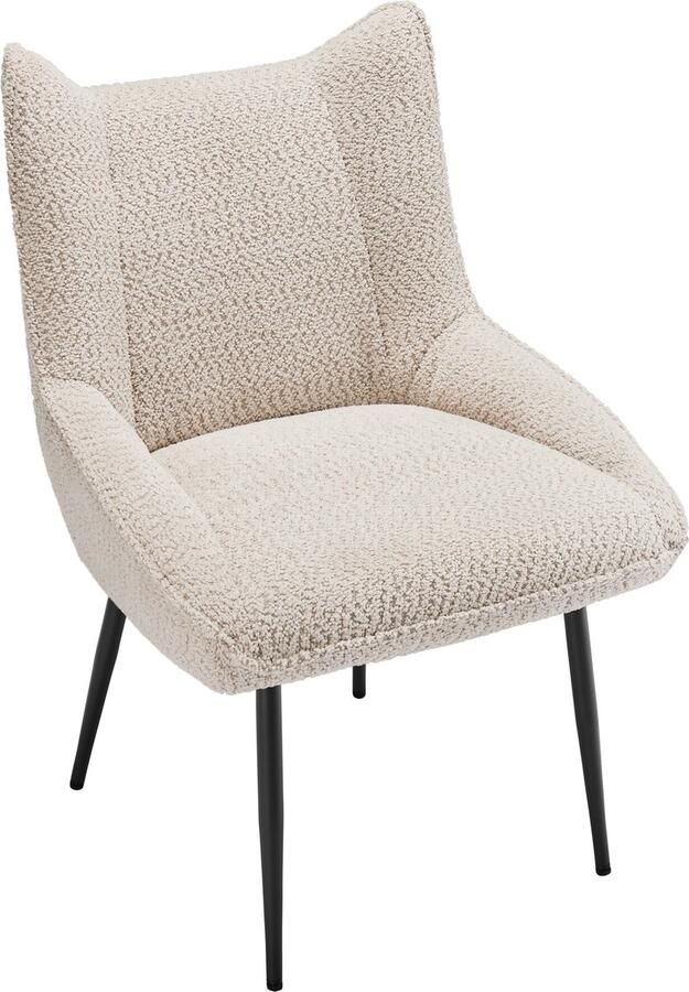 Merax Eetkamerstoelen Set van 4 Lounge stoelen met Armleuning Teddy Fluweel Beige Verdikt Kussen - Foto 2