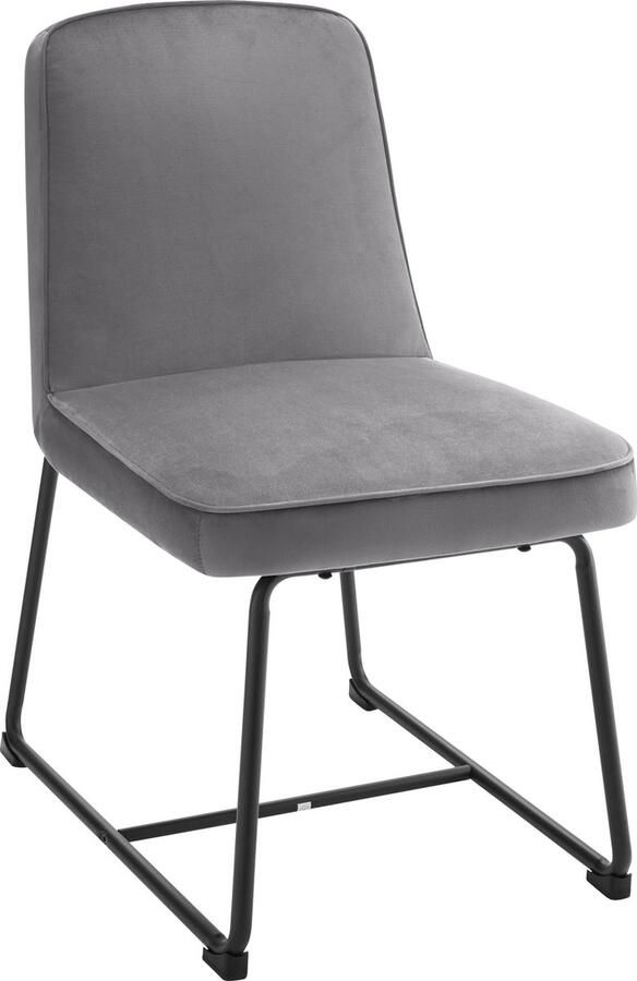 Merax set van 6 fluwelen eetkamerstoelen Luxe design met zwart metalen frame Geschikt voor woonkamer en eetkamer Grijs