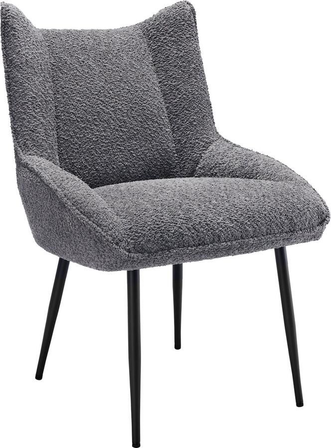 Merax Eetkamerstoelen Set van 6 – Grijs Teddy Stof Stoelen – Comfortabele Loungestoelen met Dikke Zitting en Verstelbare Poten - Foto 2