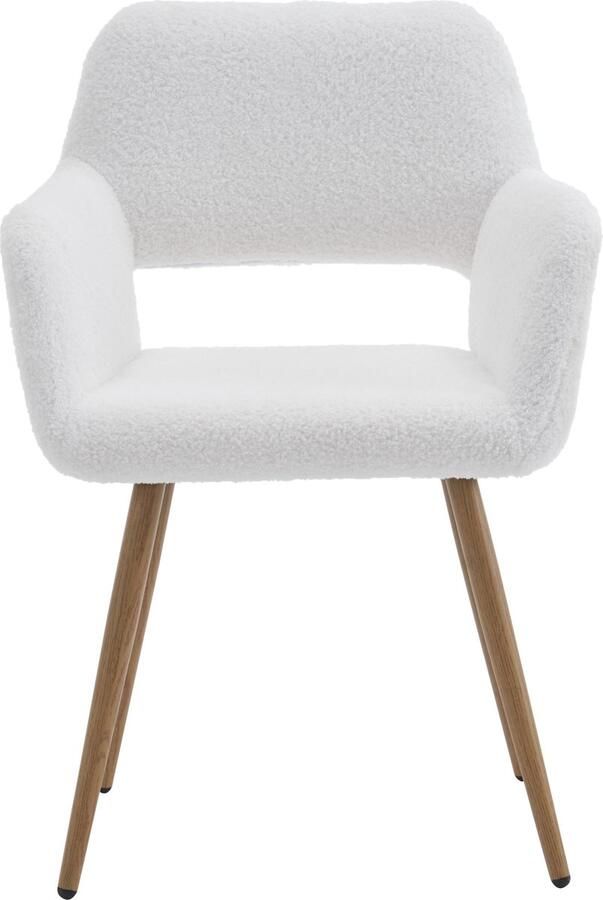 Merax Fauteuil in Teddy Stof Gestoffeerde Stoel met Gouden Poten Wit