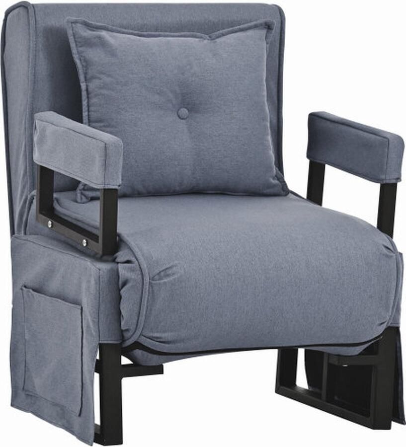 Merax Fauteuil Slaapbank Uitklapbare 1 Persoonsbed of Slaapstoel Zetelbed Zeer Comfortabele Vouwbed Grijs 2