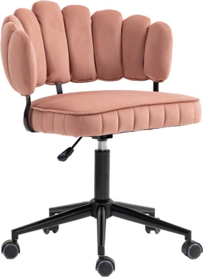 Merax Fluweelzachte bureaustoel 360° draaibaar hoogteverstelling met één druk op de knop holle rugleuning handgeweven rugleuning woonkamerstoel stabiele basis 5 wielen mooi en uniek