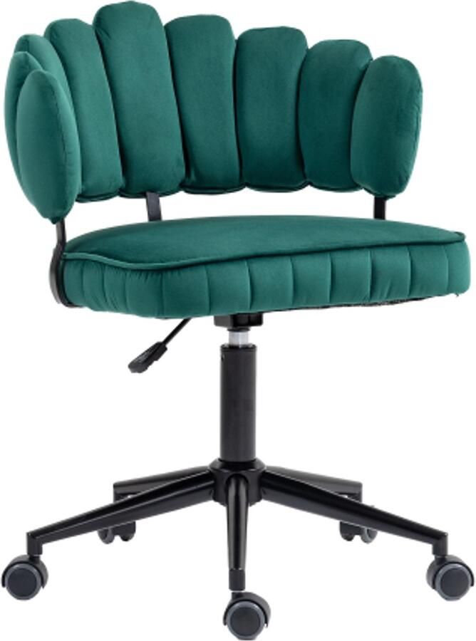 Merax Fluweelzachte bureaustoel 360° draaibaar hoogteverstelling met één druk op de knop holle rugleuning handgeweven rugleuning woonkamerstoel stabiele basis 5 wielen mooi en uniek