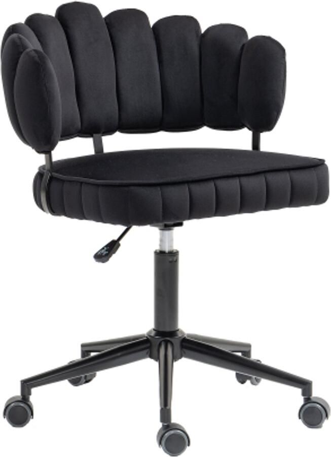 Merax Fluweelzachte bureaustoel 360° draaibaar hoogteverstelling met één druk op de knop holle rugleuning handgeweven rugleuning woonkamerstoel stabiele basis 5 wielen mooi en uniek