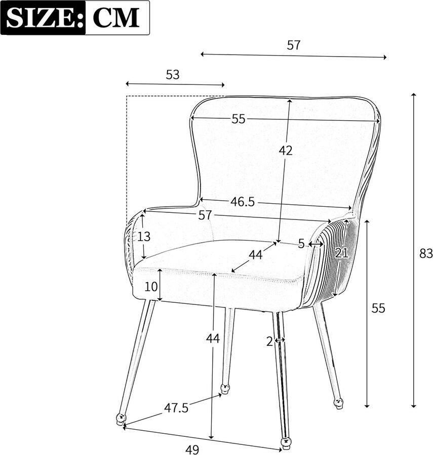 Merax Fluwelen eetkamerstoel set van 2 woonkamer slaapkamer loungestoel met armleuningen en verstelbare poten lendensteun beige en goud