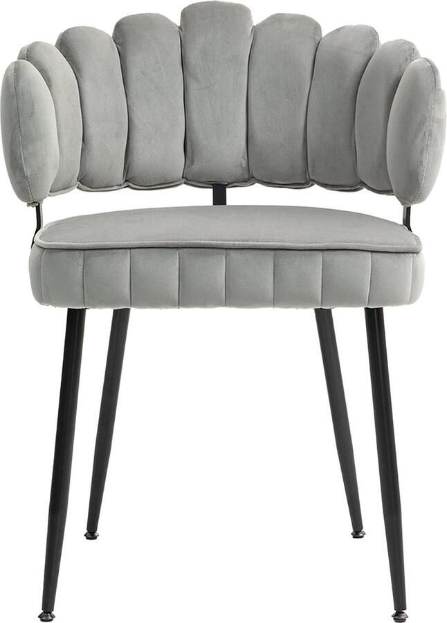 Merax Fluwelen Eetkamerstoelen Set van 2 Comfortabele Stoelen met Armleuningen en Modern Grijs