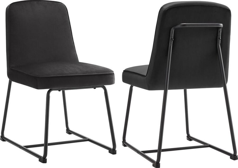 Merax Set van 2 Luxe Velvet Eetkamerstoelen met Zwart Metaal Onderstel Ergonomisch en Comfortabel voor Eetkamer Woonkamer