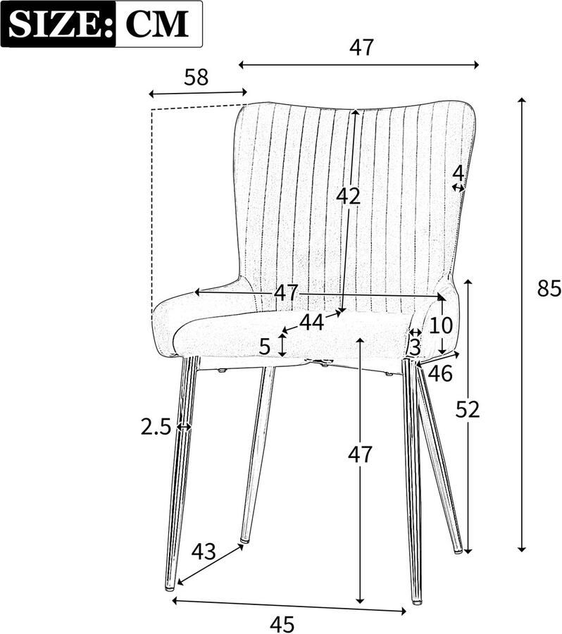 Merax Fluwelen eetkamerstoelen set van 2 woonkamer slaapkamer loungestoel met vier gouden metalen poten lendensteun beige en goud