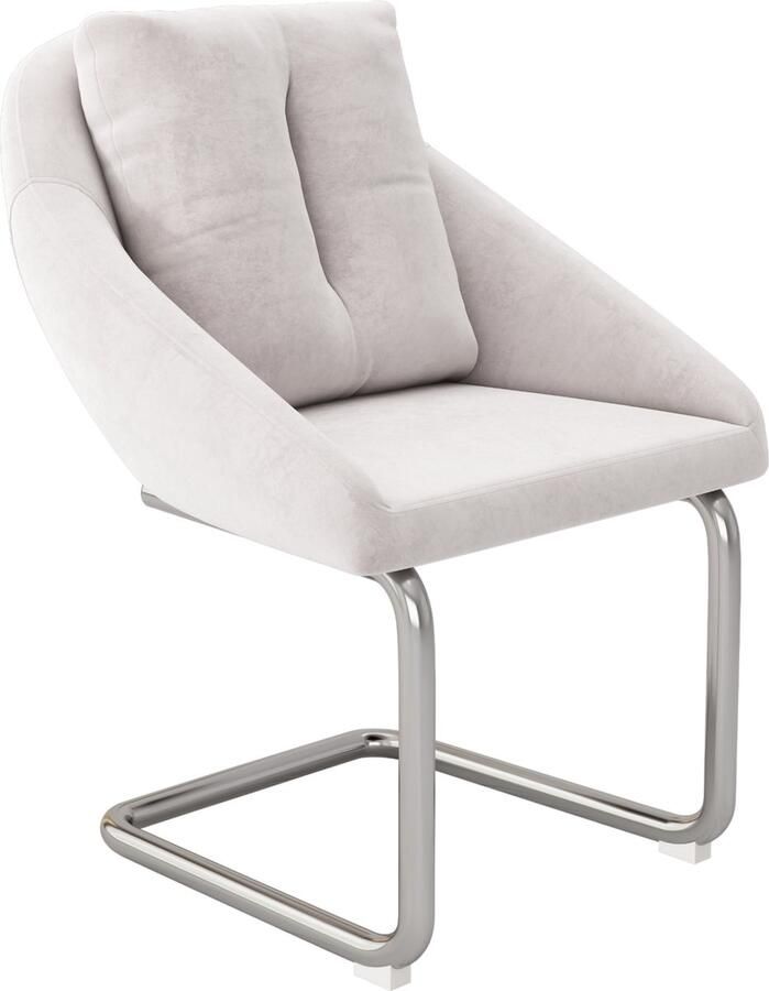 Merax Fluwelen Eetkamerstoelen Beige – Luxe 6-delige Set Draaistoelen met Kussens en Gewelfde Poten