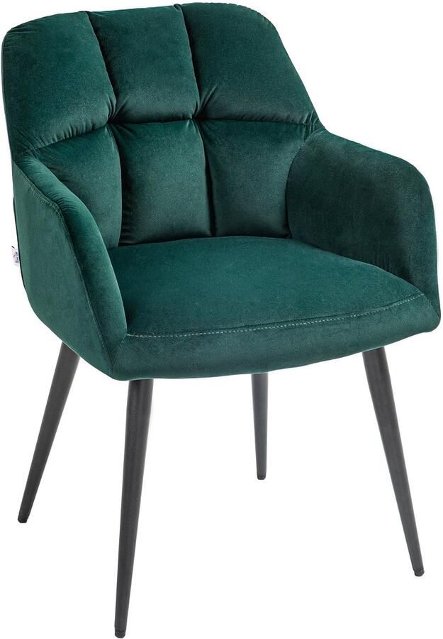Merax Fluwelen Fauteuil Donkergroen met Armleuningen – Loungestoel met Stalen Poten – Gestoffeerde Relaxstoel voor Woonkamer of Slaapkamer – 59x58 5x78 5 cm
