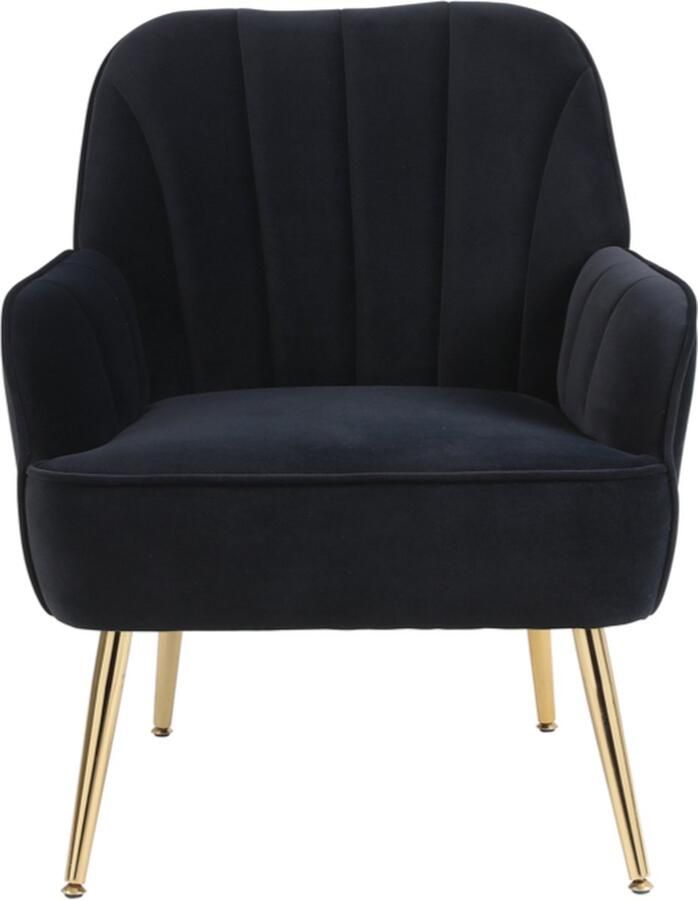 Merax Fluwelen Lounge Stoel Stijlvolle en Comfortabele Zwarte Relaxstoel voor Woonkamer Kantoor en Slaapkamer Moderne en Klassieke Stijl