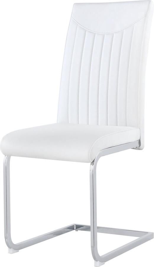 Merax Eetkamerstoelen Set van 4 – Luxe Witte Stoelen met Verchromd Metalen Frame en PU Kunstleder – Tot 150 kg Belastbaar