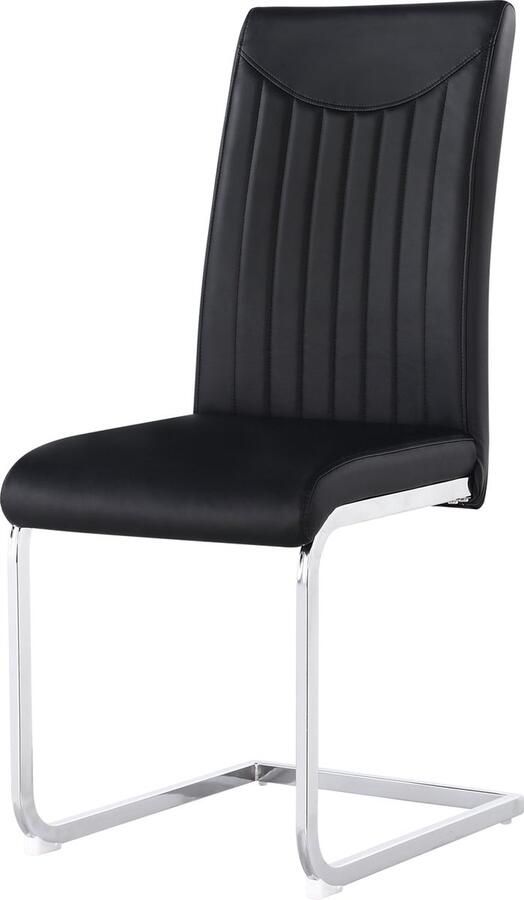 Merax Eetkamerstoelen Set van 4 Verchroomde Stalen Stoelen met PU Kunstleer Ergonomische Rugleuning en Tot 150 kg Belastbaar Zwart