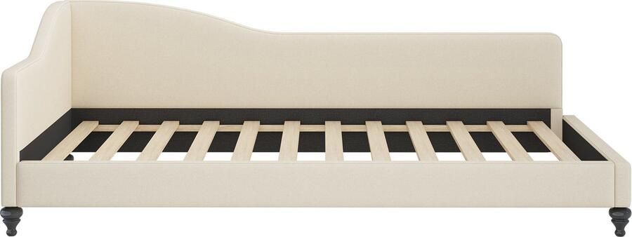 Merax Gestoffeerd Eenpersoonsbed 90x200 cm Slaapbank met Lattenbodem Multifunctioneel Bed Beige