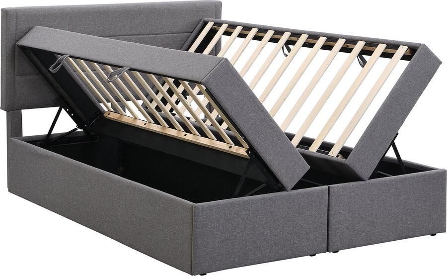 Merax Gestoffeerd Tweepersoonsbed 140x200 cm met Hydraulische Opbergruimte Luxe Bed Grijs