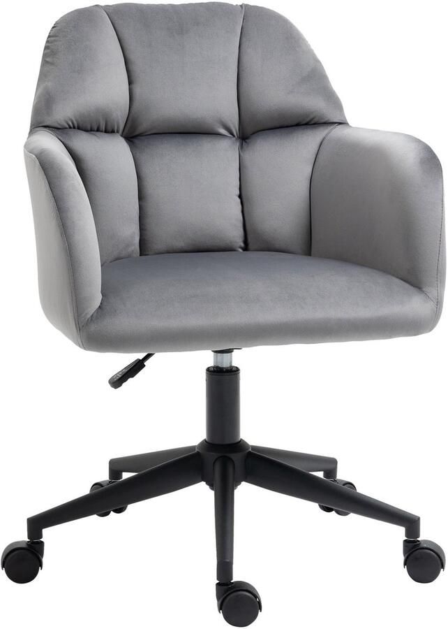 Merax Grijze Bureaustoel Fluweel Modern Draaistoel met Armleuningen Verstelbaar Compact voor Thuiswerk of Kantoor tot 120 kg