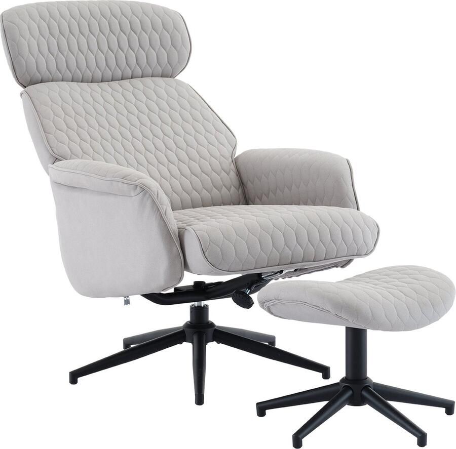 Merax Grijze verstelbare relaxstoel met voetsteun 95-125° kantelbaar 360 graden draaibaar Hoofdsteun verstelbaar Geschikt als loungestoel of bureaustoel - Foto 2