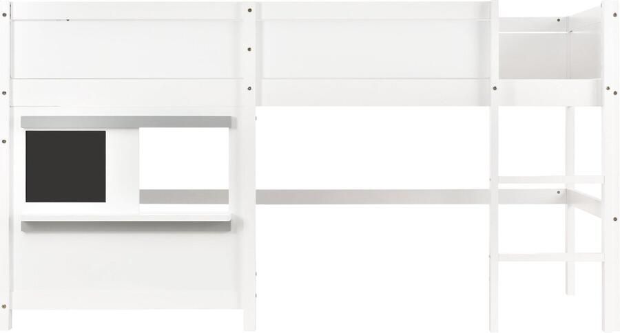 Merax Kinderbed Huisbed Speelbed Etagenbed 90x200 cm Wit Graffitifunctie met Kleine Opbergruimte
